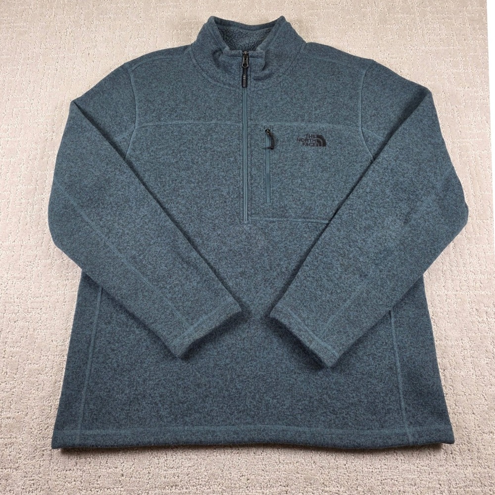 The North Face Gordon Lyons 1/4 Zip Fleece Pullover Mens XL Blue Heather Sweater